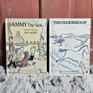 VINTAGE Lot Of 2 Syd Hoff Childrens Books Sammy The Seal 1959 & Thunderhoof 1971
